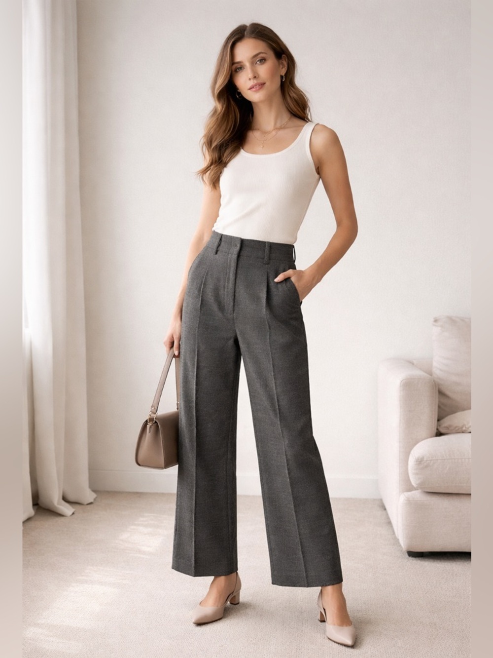 Club Monaco Women’s Charcoal Signature Easy Trousers Pants Size 00